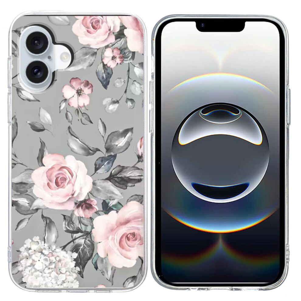 (Iphone 17, Background Flowers) For Iphone 17 Case Pattern Printing Shockproof Soft Tpu Phone Cover Grey 6914283295876