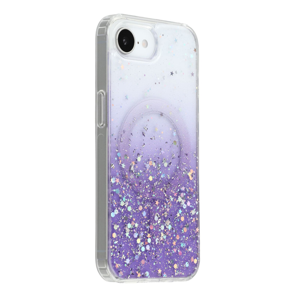 (Iphone 16E, ) For Iphone 16E Case Compatible With Magsafe Sparkle Epoxy Tpu+Acrylic Phone Cover Purple 6914288782159