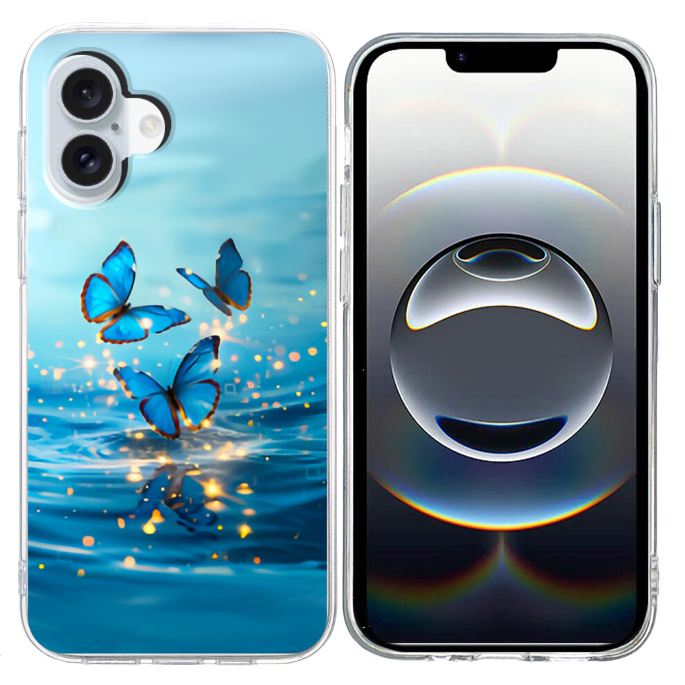 (Iphone 17, Butterfly) For Iphone 17 Case Pattern Printing Shockproof Soft Tpu Phone Cover Blue 6914281202623