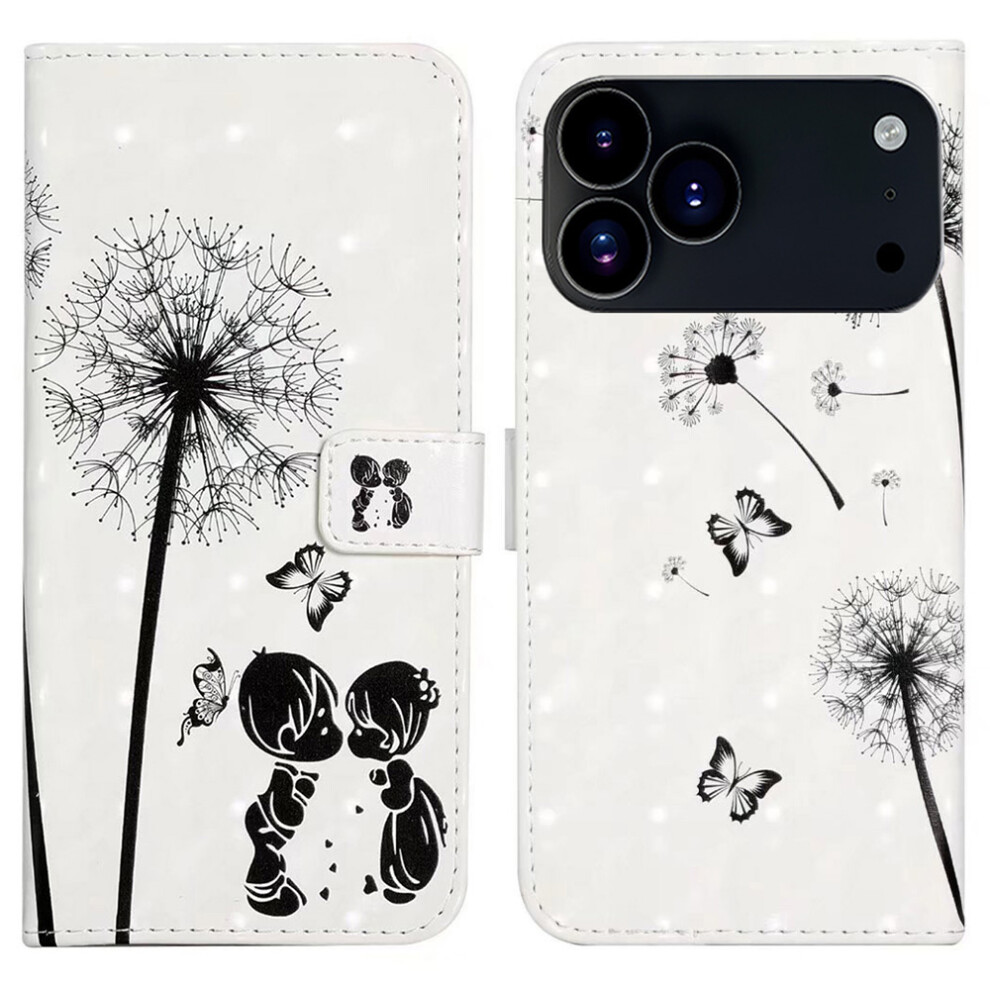 (Iphone 17 Pro Max, Kids And Dandelion) For Iphone 17 Pro Max Case 3D Creative Pattern Pu Leather Stand Phone Cover 6914281750551