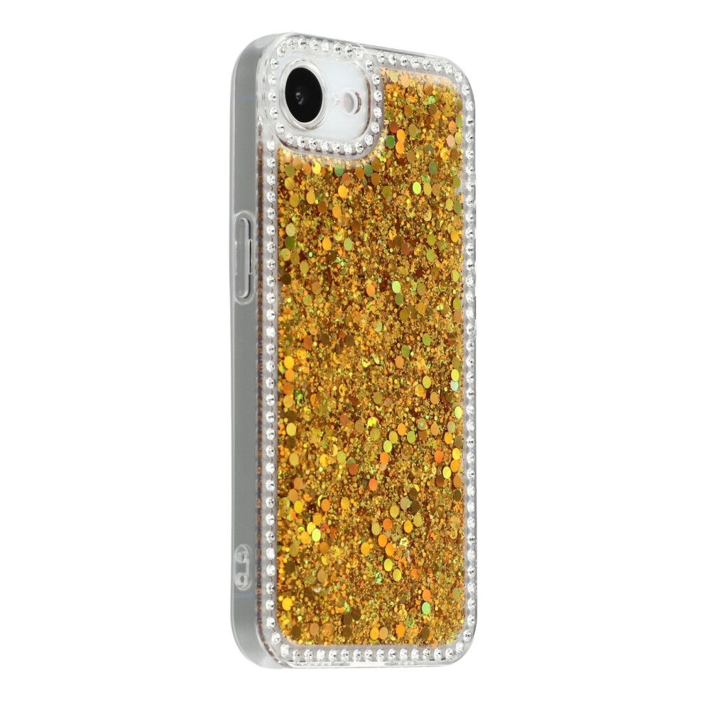 (Iphone 16E, ) For Iphone 16E Case Rhinestone Edge Glitter Epoxy Tpu Phone Cover Gold 6914286724557