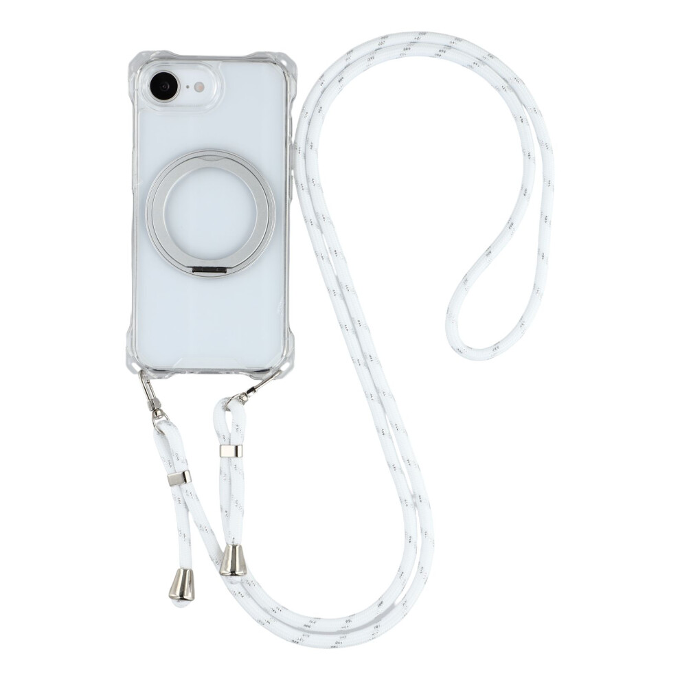 (Iphone 16E, Transparent) For Iphone 16E Magnetic Case Ring Kickstand Tpu+Pc Phone Cover With Lanyard 6914287741706
