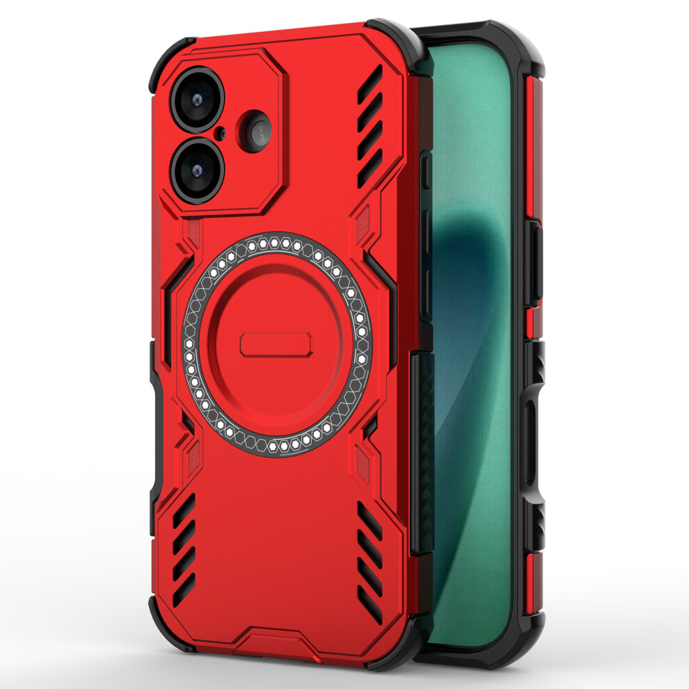 (Iphone 17, ) For Iphone 17 Magnetic Case Butterfly Armor Hollow Heat Dissipation Pc+Tpu Phone Cover Red 6914289066760
