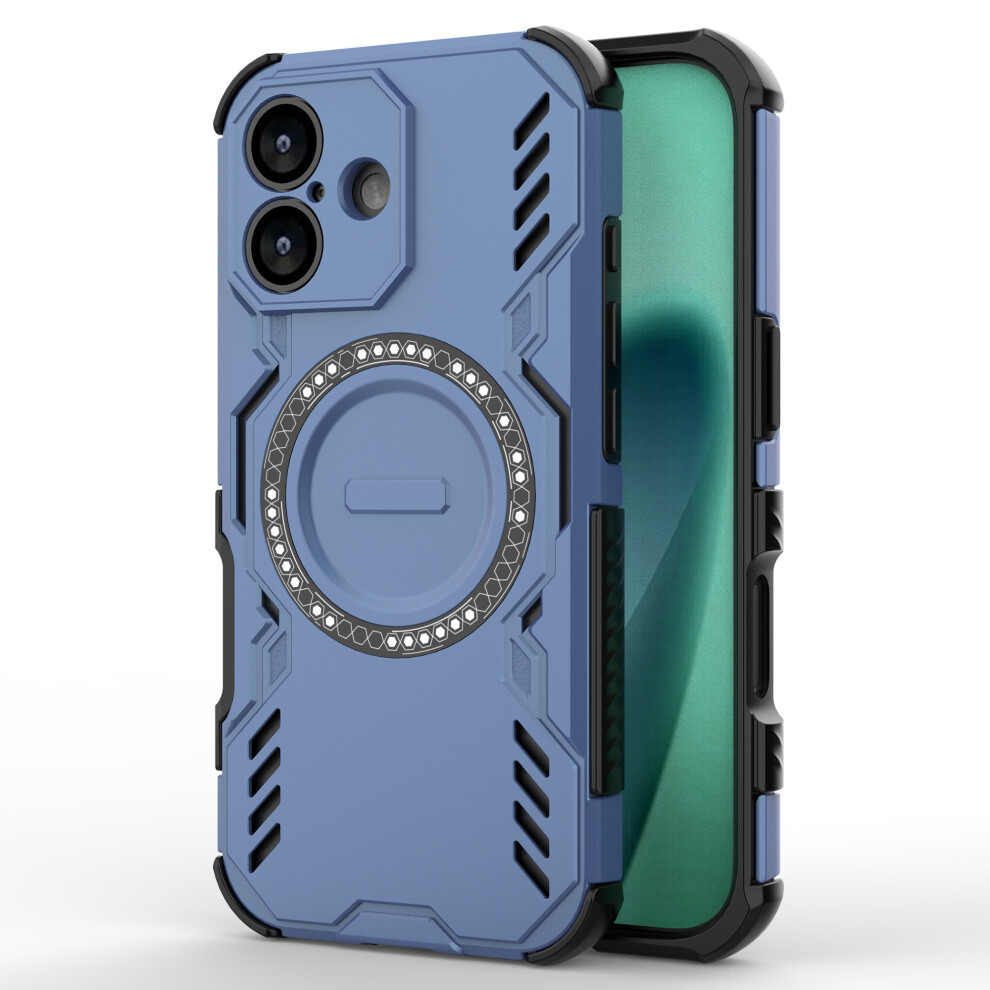 (Iphone 17, ) For Iphone 17 Magnetic Case Butterfly Armor Hollow Heat Dissipation Pc+Tpu Phone Cover Blue 6914289805826