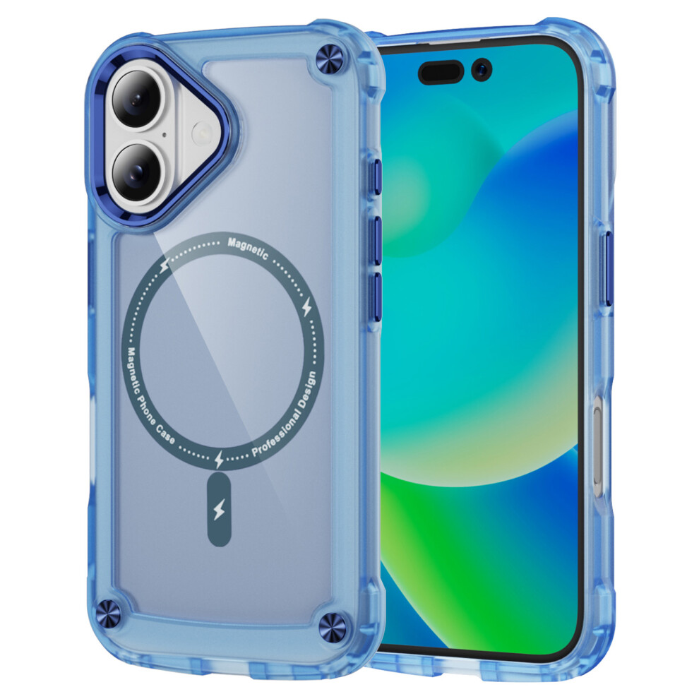 (Iphone 17, Transparent ) For Iphone 17 Case Skin Touch Tpu+Pc Phone Cover Compatible With Magsafe Blue 6914284269241