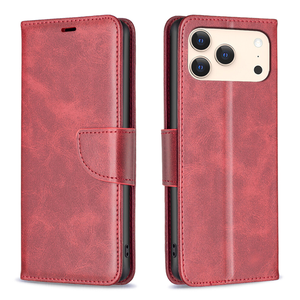 (Iphone 17 Pro, ) For Iphone 17 Pro Case Shockproof Pu Leather Cover With Wallet Card Slots Red 6914286479761