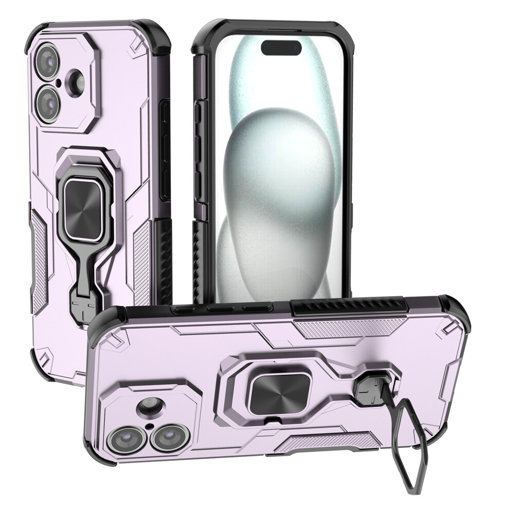 (Iphone 17, ) For Iphone 17 Case Rotatable Ring Kickstand Pc+Tpu Shockproof Phone Cover Purple 6914286838193