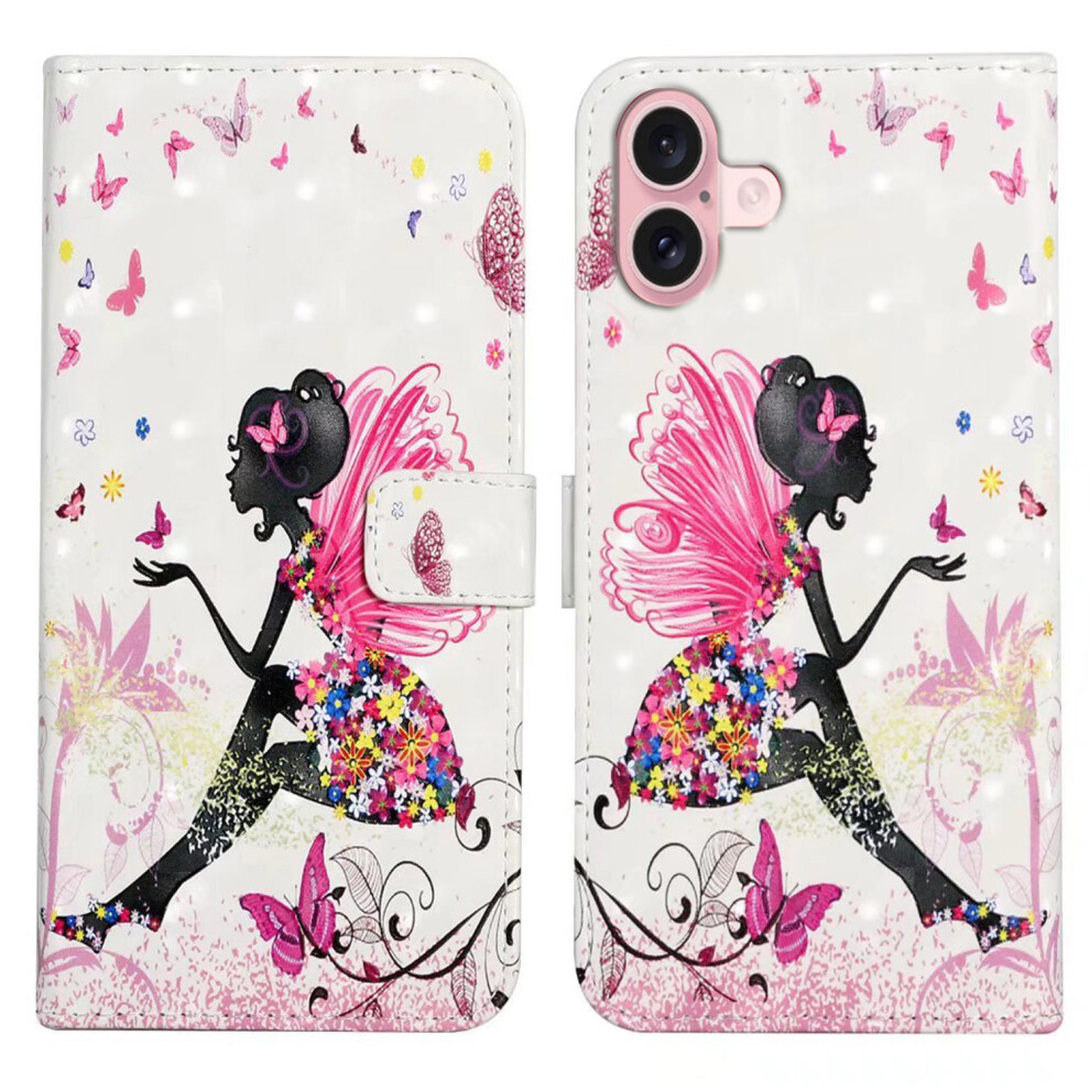(Iphone 17, Girl) For Iphone 17 Case 3D Creative Pattern Pu Leather Stand Phone Cover 6914280698014
