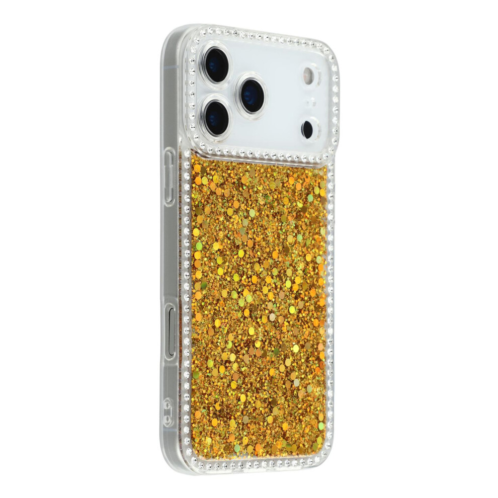 (Iphone 17 Pro, ) For Iphone 17 Pro Case Rhinestone Edge Glitter Epoxy Tpu Phone Cover Gold 6914283930401