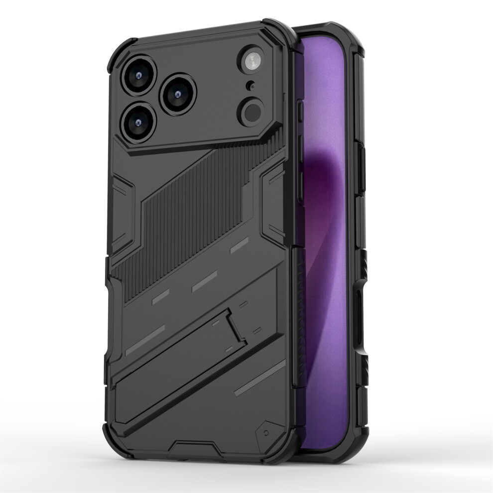 (Iphone 17 Pro Max, ) For Iphone 17 Pro Max Case Pc+Tpu Shockproof Phone Cover With Kickstand Black 6914288767309