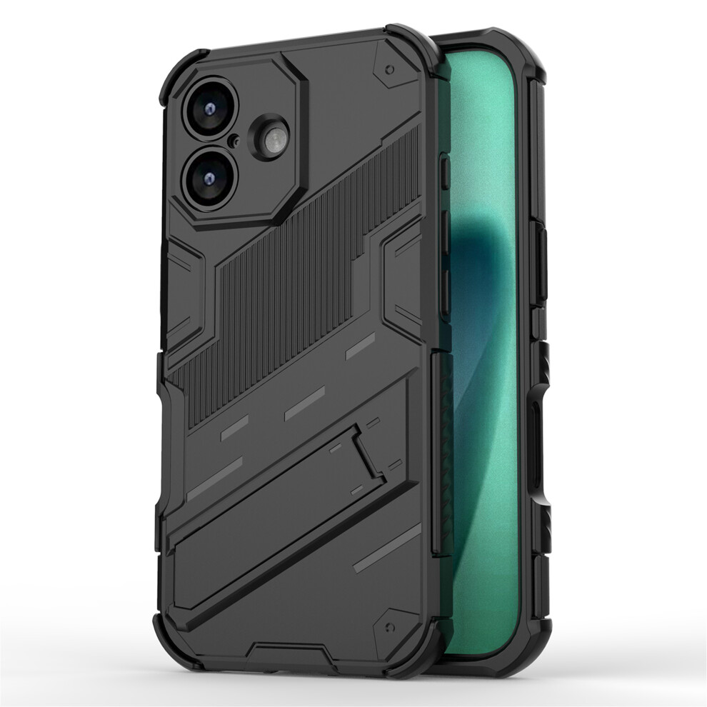 (Iphone 17, ) For Iphone 17 Case Pc+Tpu Shockproof Phone Cover With Kickstand Black 6914283215164