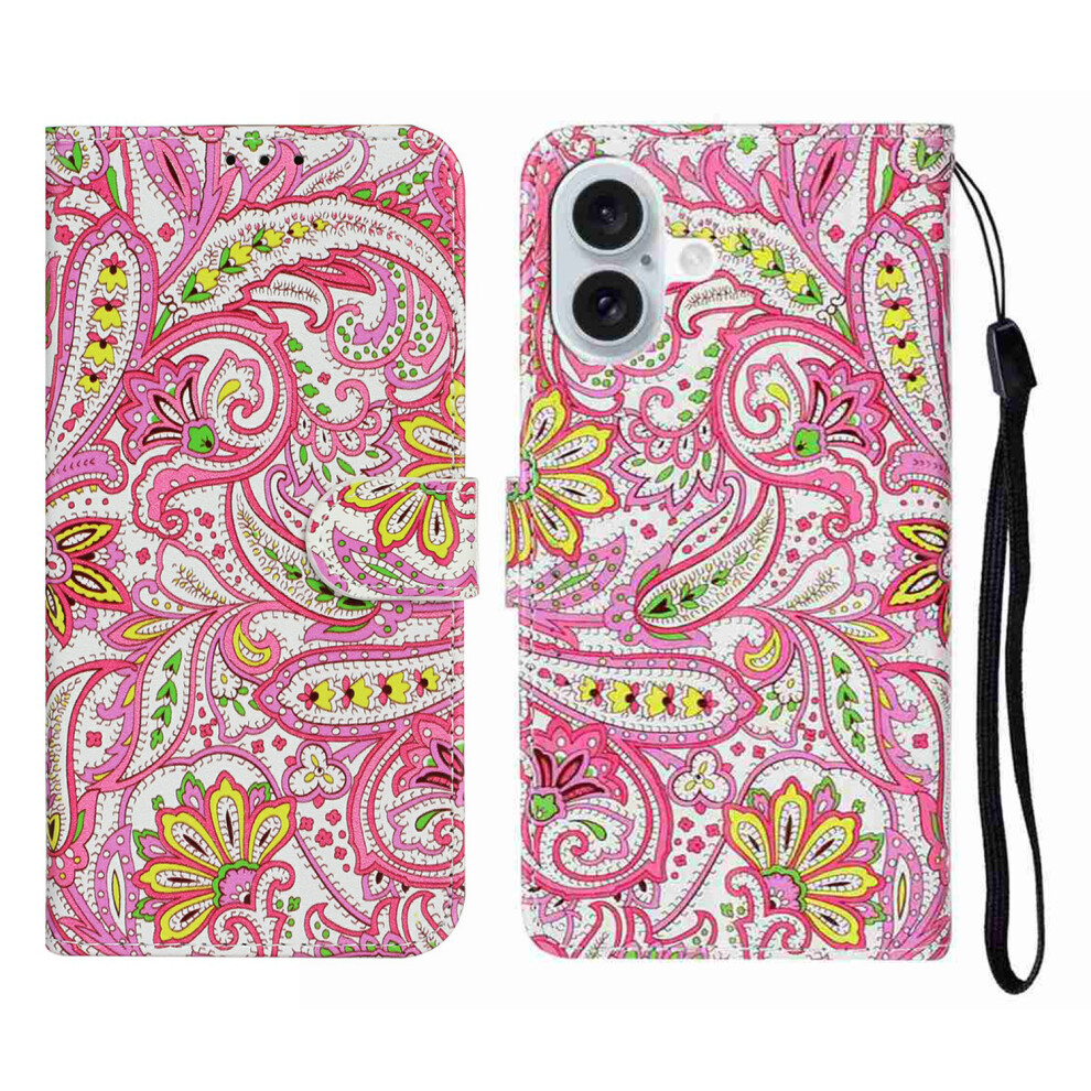 (Iphone 17, Flower) For Iphone 17 Case Pattern Leather Wallet Phone Cover With Strap 6914282424710