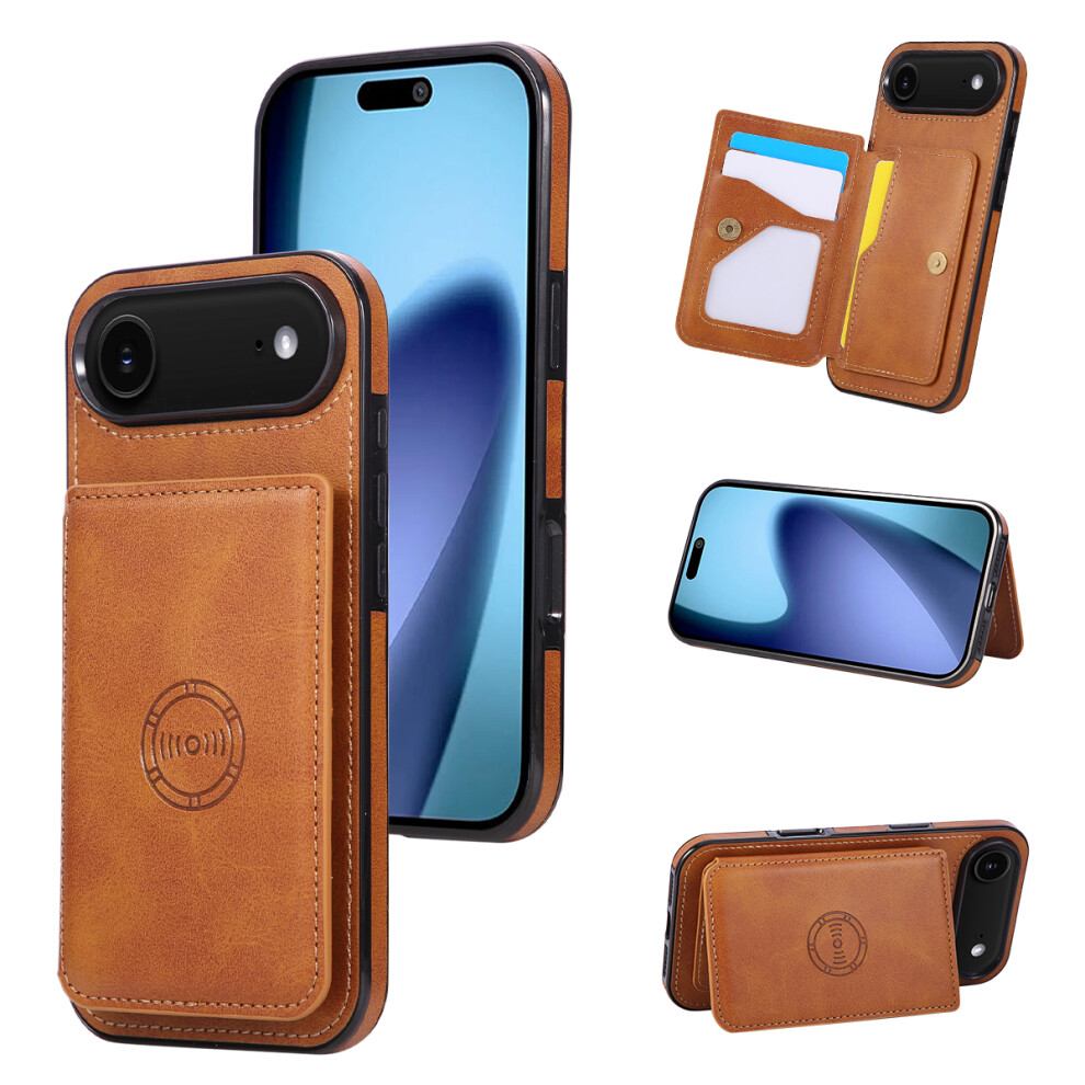 (Iphone Air, ) For Iphone Air Case Card Holder Kickstand Pu Leather+Tpu Phone Cover Brown 6914289049626