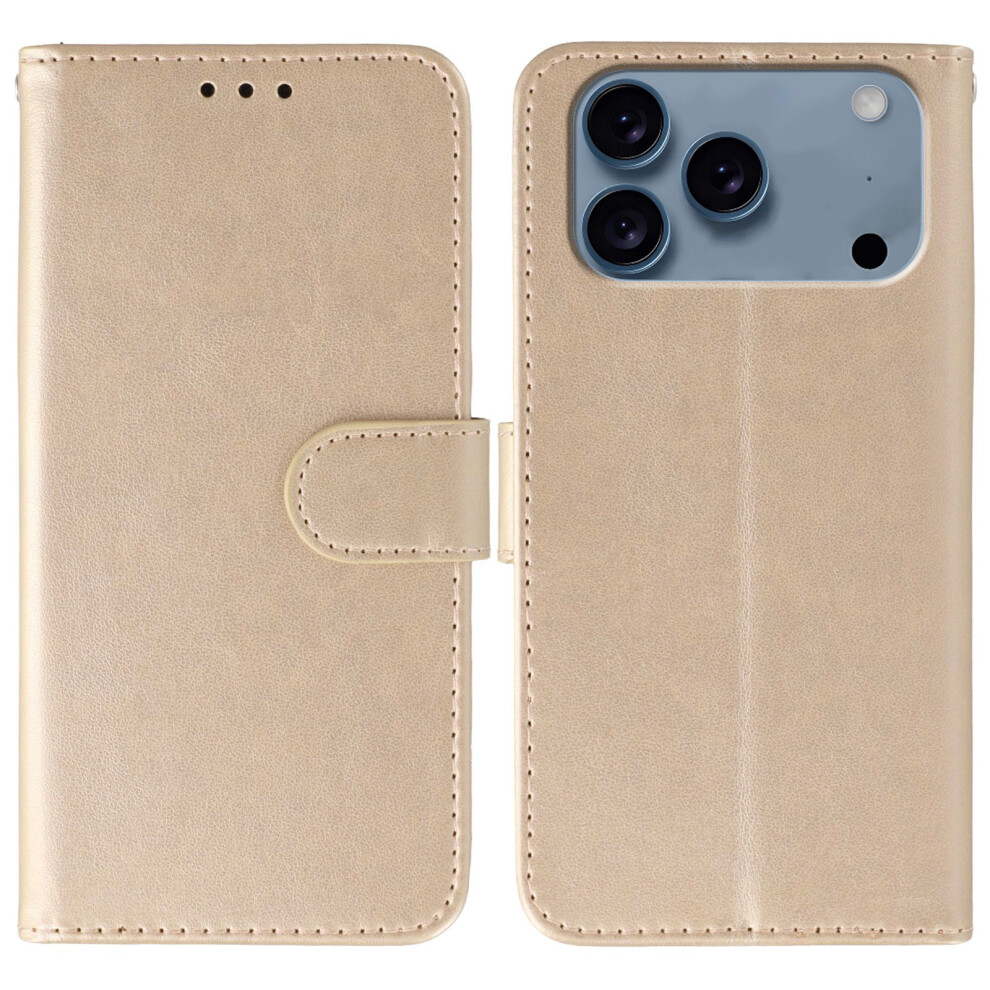 (Iphone 17 Pro, Rose ) For Iphone 17 Pro Case Pu Leather Flip Wallet Phone Cover With Strap Gold 6914286601407