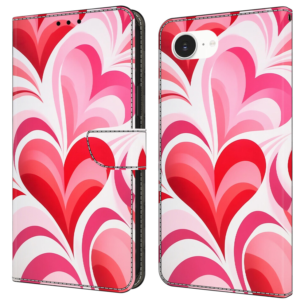 (Iphone 16E, Love) For Iphone 16E Case Wallet Stand Pattern Printing Pu Leather Flip Phone Cover 6914281493878