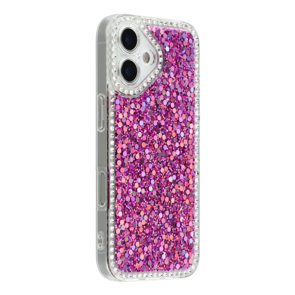 (Iphone 17, ) For Iphone 17 Case Rhinestone Edge Glitter Epoxy Tpu Phone Cover Purple 6914281978559