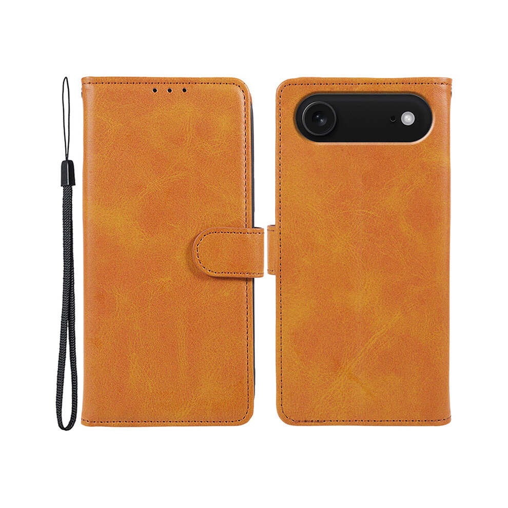 (Iphone Air, Khaki) For Iphone Air Case Calf Texture Pu Leather Wallet Phone Cover With Wrist Strap 6914286590213