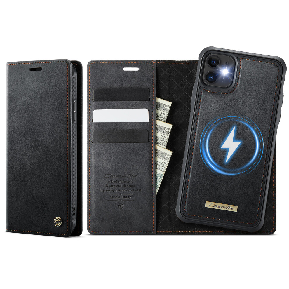 (Iphone 11, ) For Iphone 11 Case Caseme C49 Compatible With Magsafe Rfid Blocking Detachable Wallet Leather Phone Cover Black 6914280386348