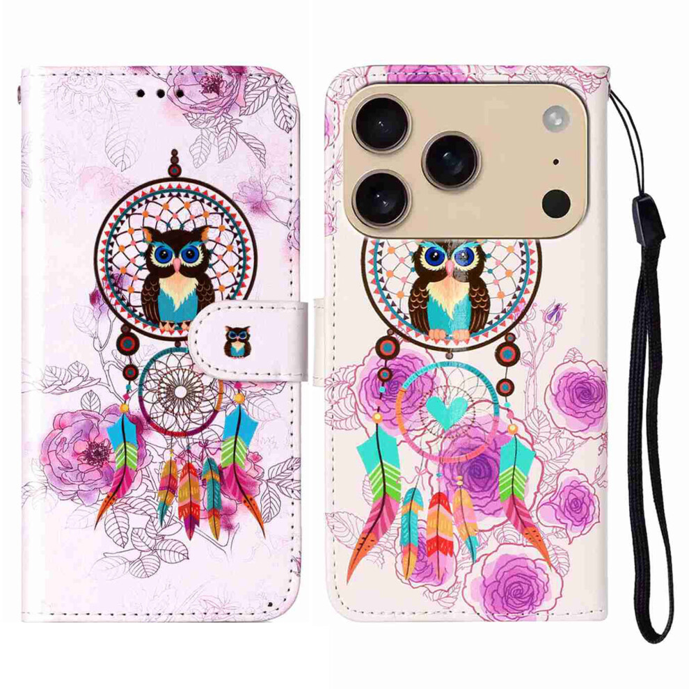 (Iphone 17 Pro Max, Wind Chime Owl) For Iphone 17 Pro Max Case Pattern Leather Wallet Phone Cover With Strap 6914287048355
