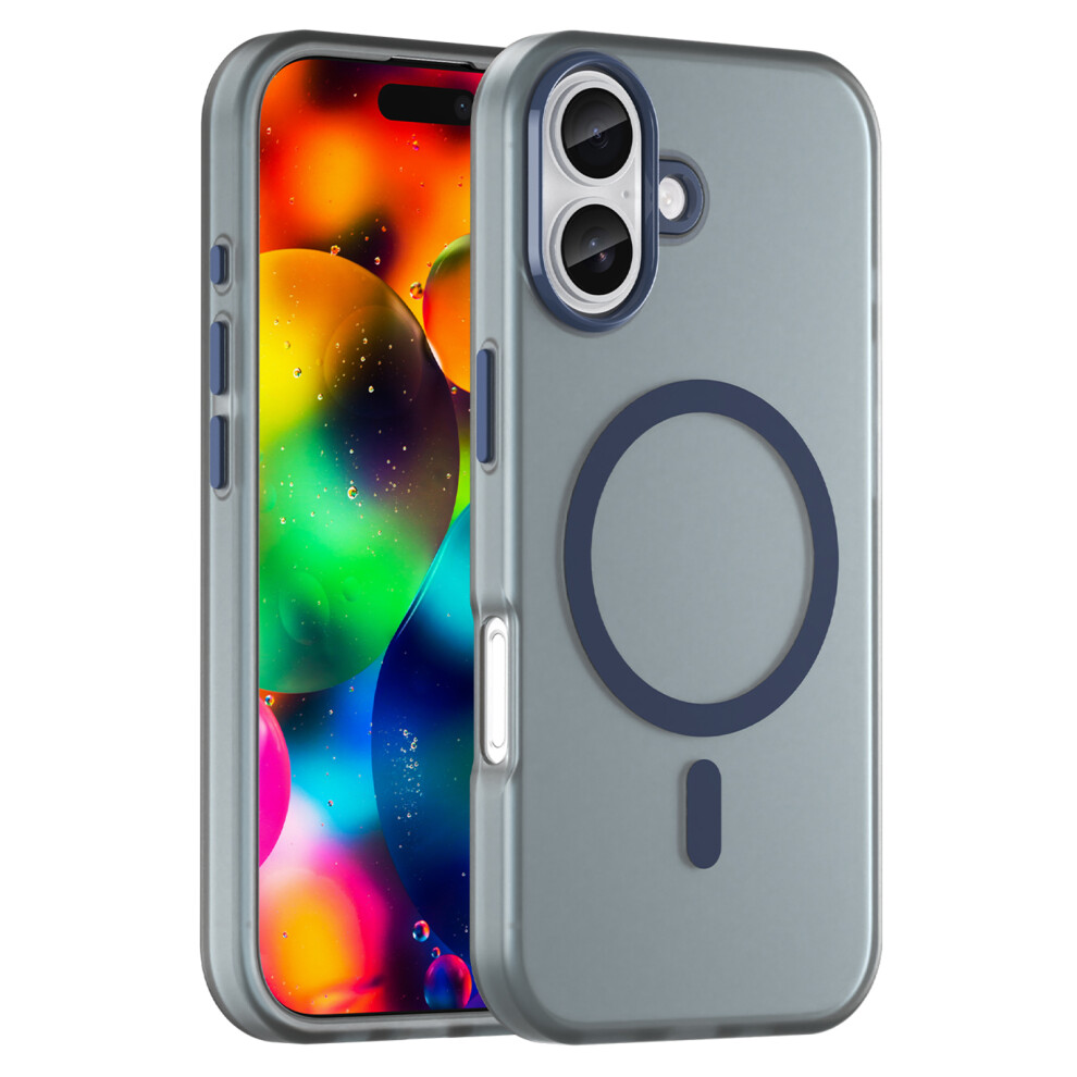(Iphone 17, Dark ) For Iphone 17 Case Compatible With Magsafe Tpu+Pc Slim Matte Translucent Phone Cover Blue 6914281429013