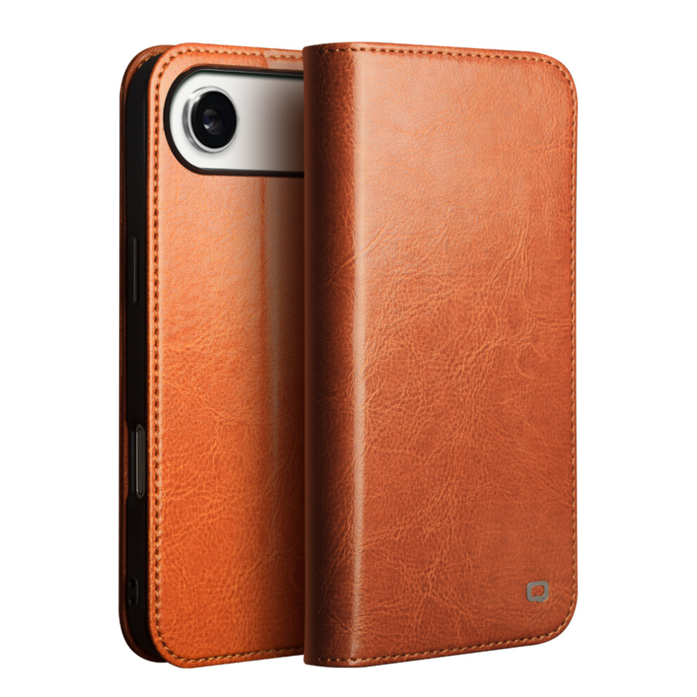 (Iphone Air, Light ) Qialino For Iphone Air Case Wallet Stand Genuine Cow Leather Phone Cover Brown 6914286054388