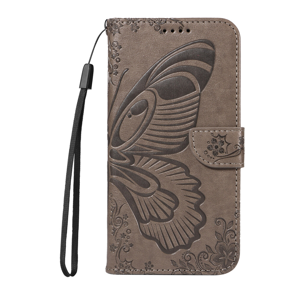 (Iphone 17 Pro Max, ) For Iphone 17 Pro Max Case Butterfly Pattern Pu Leather Folio Flip Phone Cover Grey 6914286694010