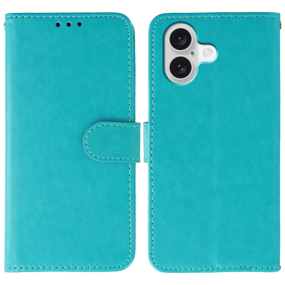 (Iphone 17, ) For Iphone 17 Case Pu Leather Flip Wallet Phone Cover With Strap Blue 6914288761000