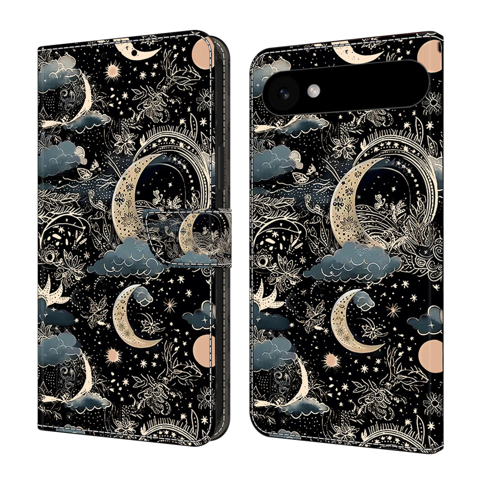 (Iphone Air, Moon) For Iphone Air Case Pu Leather Wallet Phone Cover With Stand 6914282118145