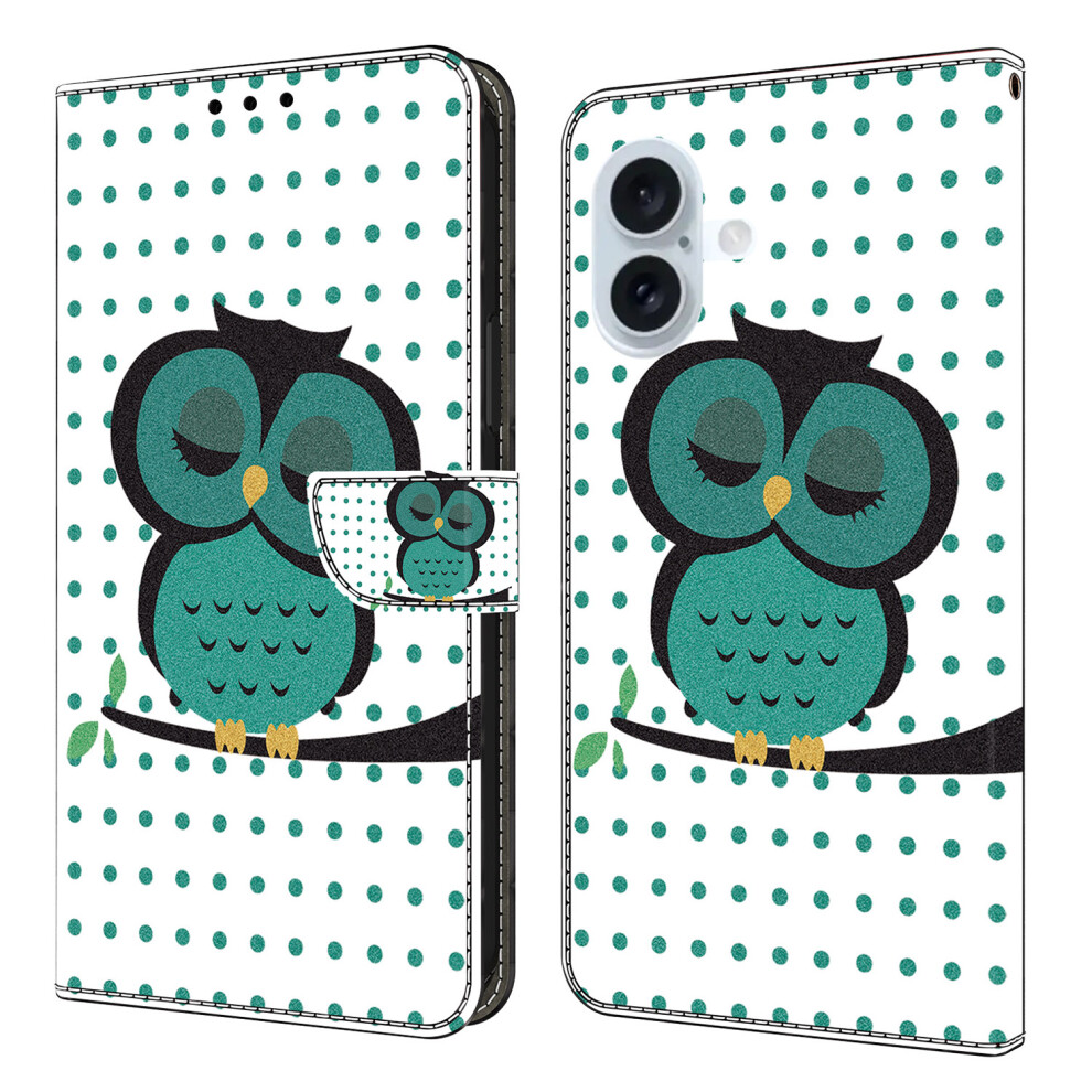 (Iphone 17, Sleeping Owl) For Iphone 17 Case Magnetic Clasp 3D Pattern Leather Wallet Phone Cover 6914282132264