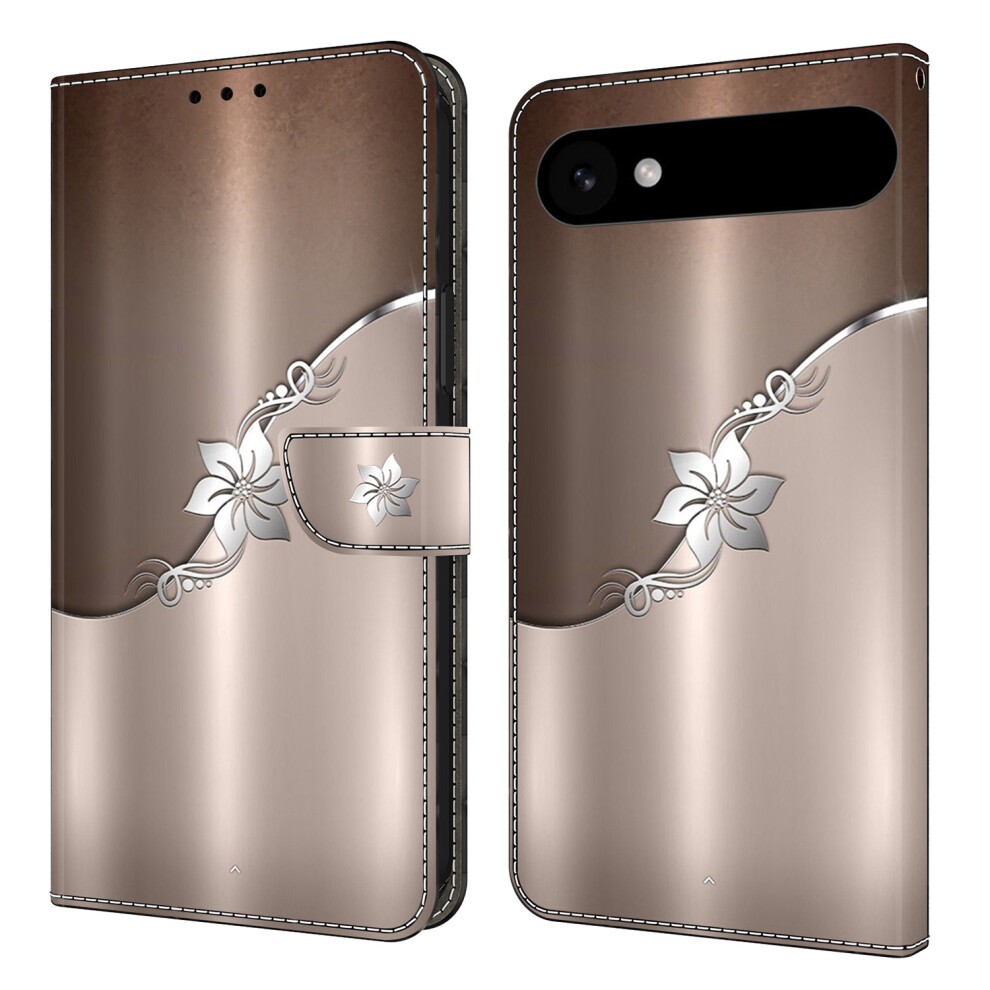 (Iphone Air, Flower) For Iphone Air Case Magnetic Clasp 3D Pattern Leather Wallet Phone Cover Silver 6914280656663