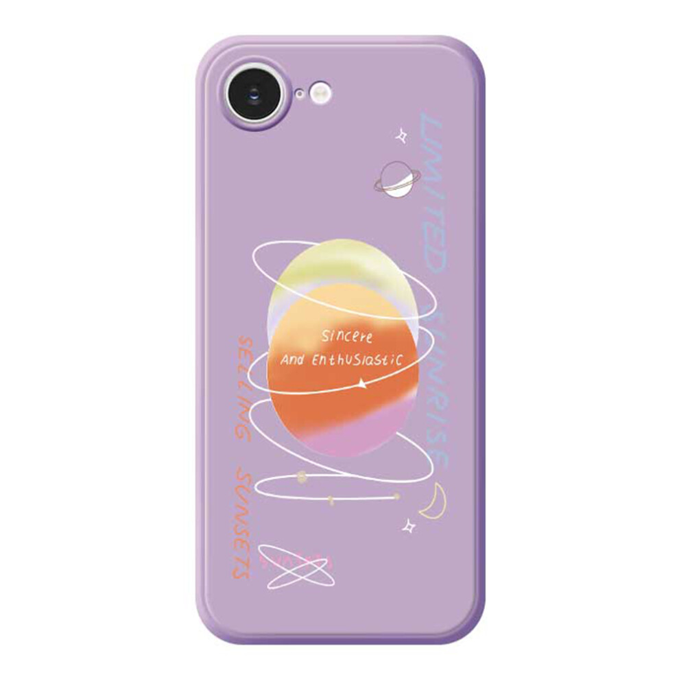 (Iphone 16E, ) For Iphone 16E Case Planet Pattern Printing Straight Edge Tpu Phone Back Cover Purple 6914287884540