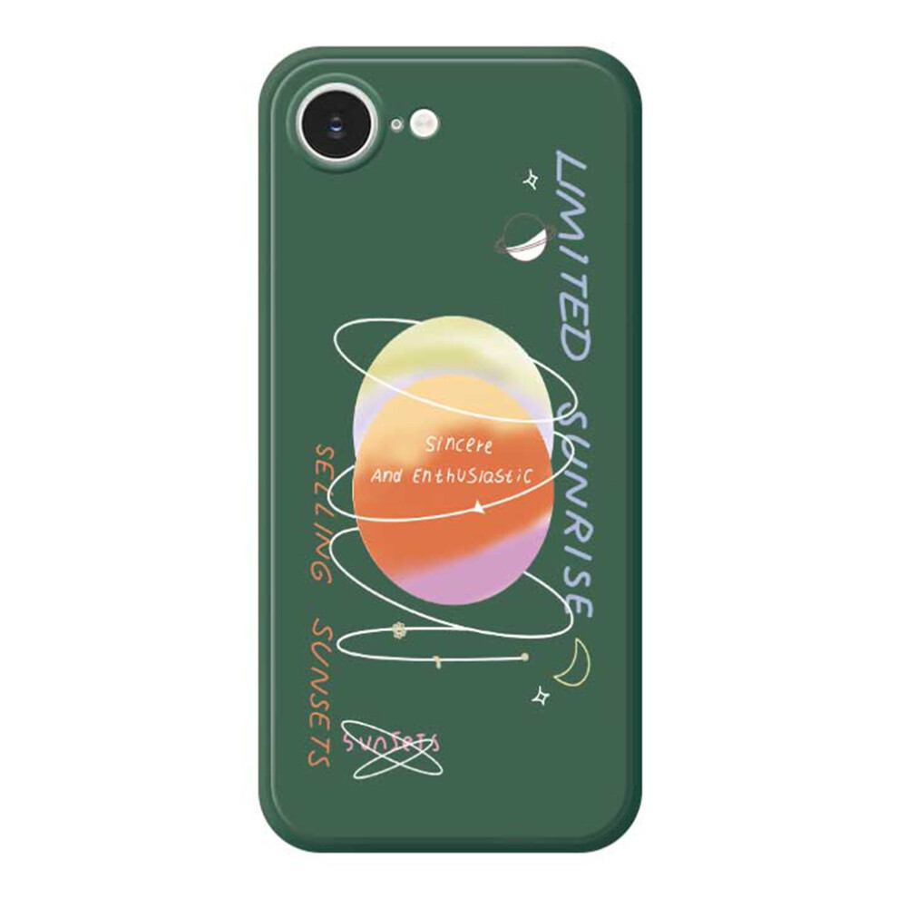 (Iphone 16E, ) For Iphone 16E Case Planet Pattern Printing Straight Edge Tpu Phone Back Cover Green 6914280470757