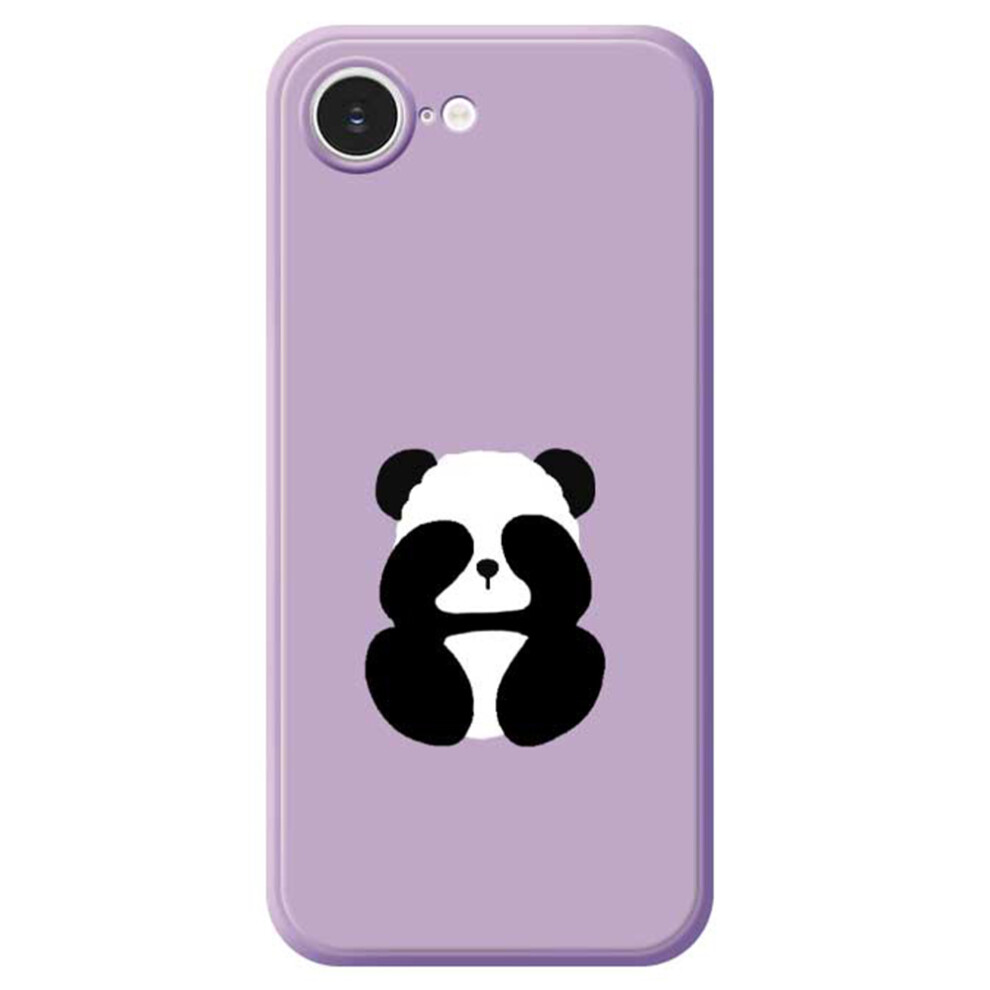 (Iphone 16E, ) For Iphone 16E Case Blindfolded Panda Pattern Printing Straight Edge Tpu Phone Back Cover Purple 6914286723734