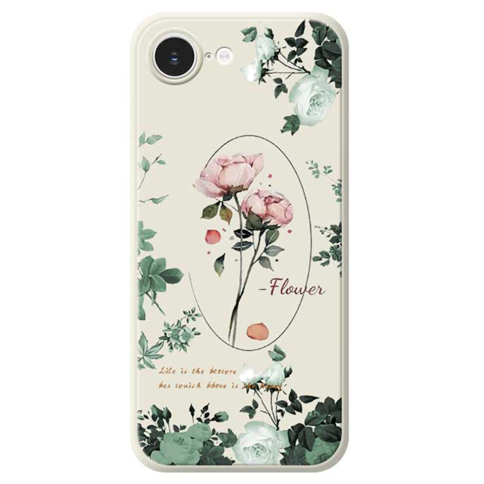 (Iphone 16E, Beige) For Iphone 16E Case Roses Pattern Printing Straight Edge Tpu Phone Back Cover Cream 6914283030583