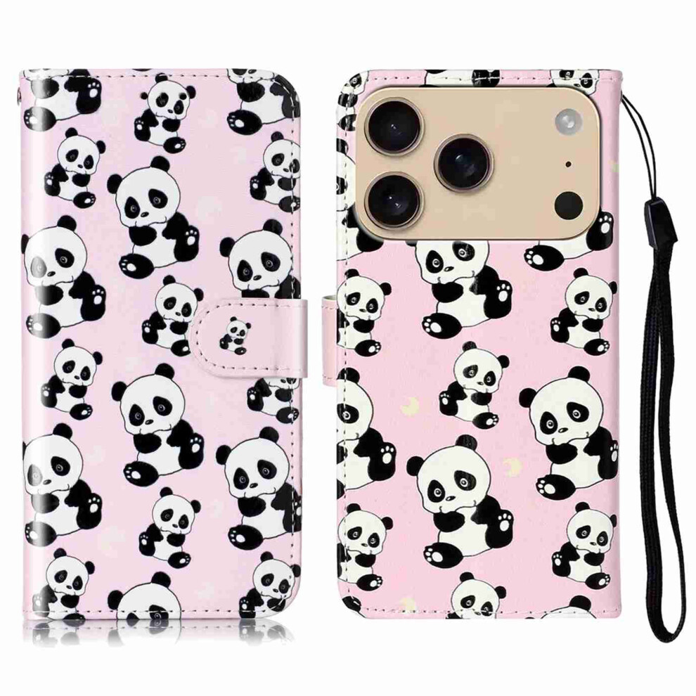 (Iphone 17 Pro, Panda) For Iphone 17 Pro Case Pattern Leather Wallet Phone Cover With Strap 6914286491947