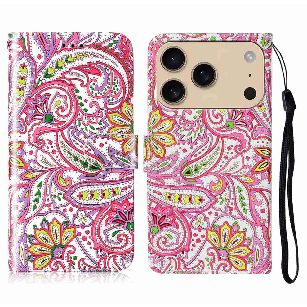 (Iphone 17 Pro, Flower) For Iphone 17 Pro Case Pattern Leather Wallet Phone Cover With Strap 6914281984789