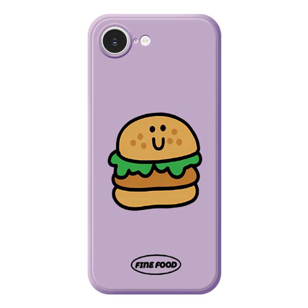 (Iphone 16E, ) For Iphone 16E Case Hamburger Pattern Printing Straight Edge Tpu Phone Back Cover Purple 6914282071136
