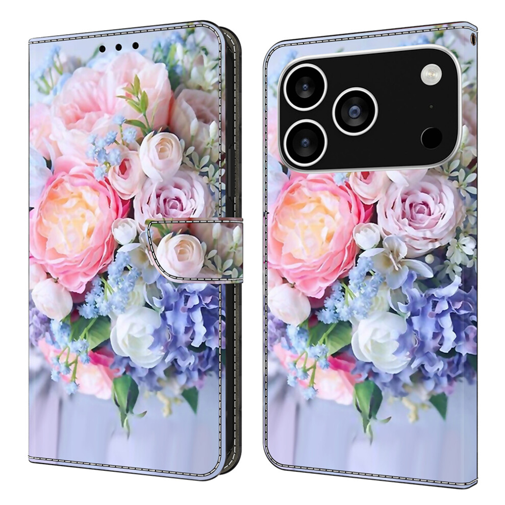 (Iphone 17 Pro Max, Colorful Flower) For Iphone 17 Pro Max Case Magnetic Clasp 3D Pattern Leather Wallet Phone Cover 6914282827986