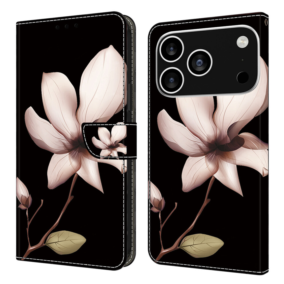 (Iphone 17 Pro Max, Flower) For Iphone 17 Pro Max Case Magnetic Clasp 3D Pattern Leather Wallet Phone Cover Pink 6914280689685