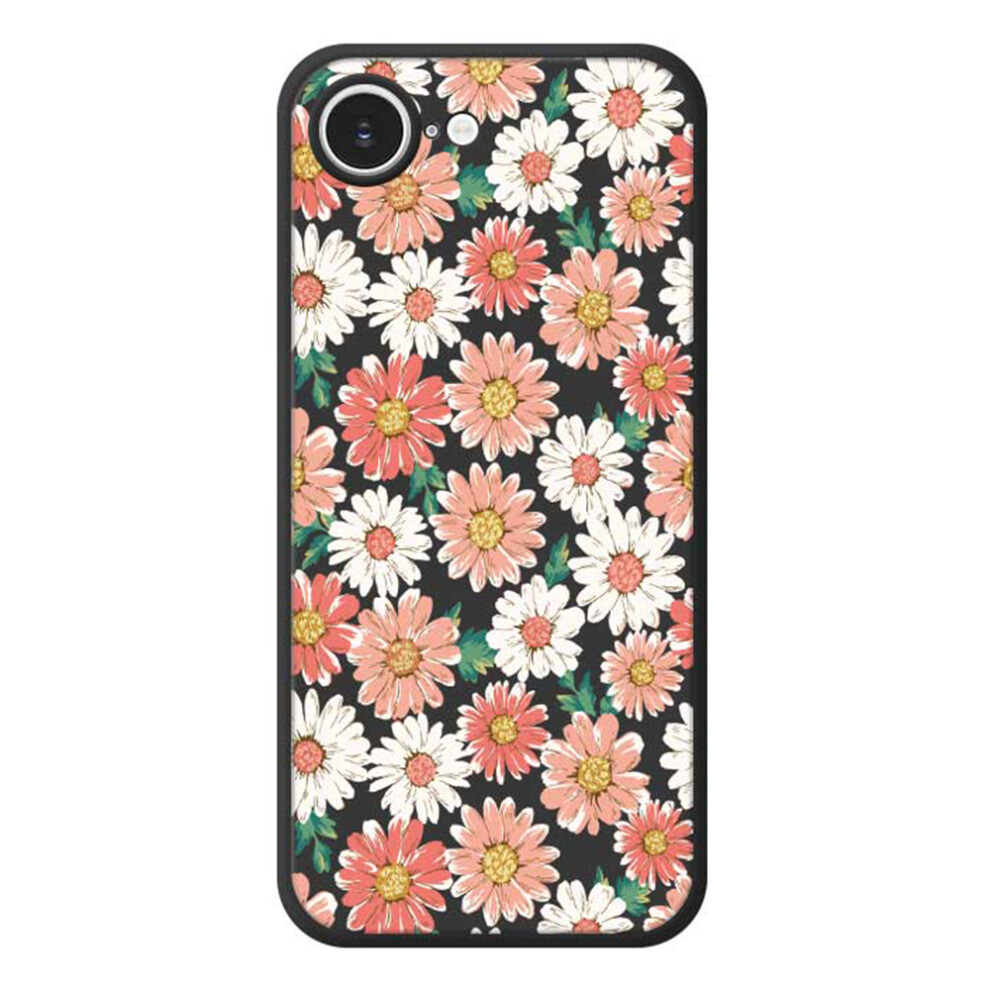 (Iphone 16E, ) For Iphone 16E Case Chrysanthemum Pattern Printing Straight Edge Tpu Phone Back Cover Black 6914280298023