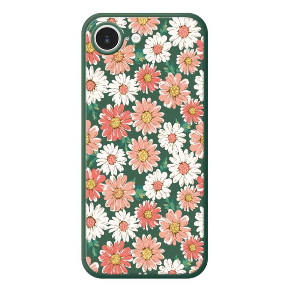(Iphone 16E, ) For Iphone 16E Case Chrysanthemum Pattern Printing Straight Edge Tpu Phone Back Cover Green 6914286773234