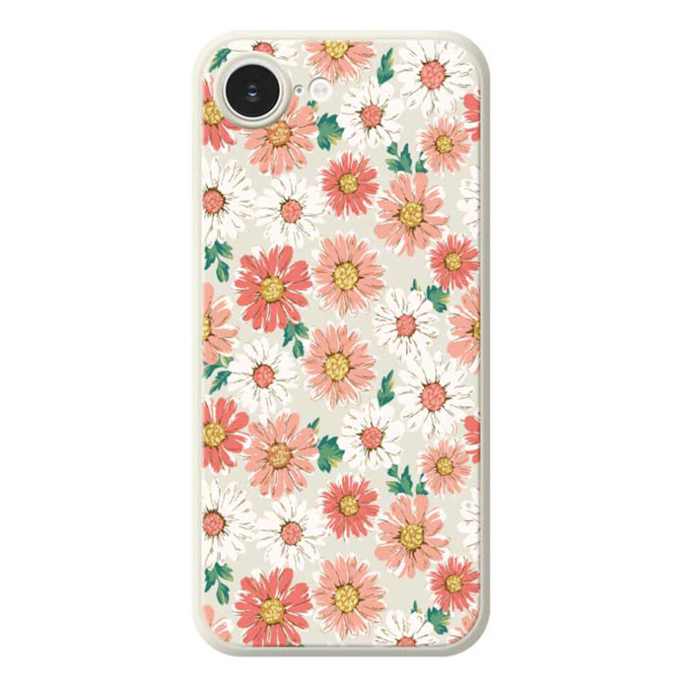 (Iphone 16E, Beige) For Iphone 16E Case Chrysanthemum Pattern Printing Straight Edge Tpu Phone Back Cover Cream 6914280361284