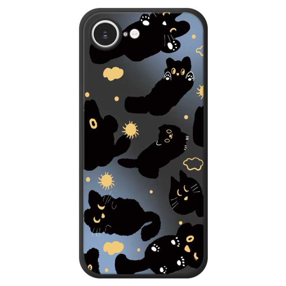 (Iphone 16E, ) For Iphone 16E Case Cute Cat Pattern Printing Straight Edge Tpu Phone Back Cover Black 6914288989862