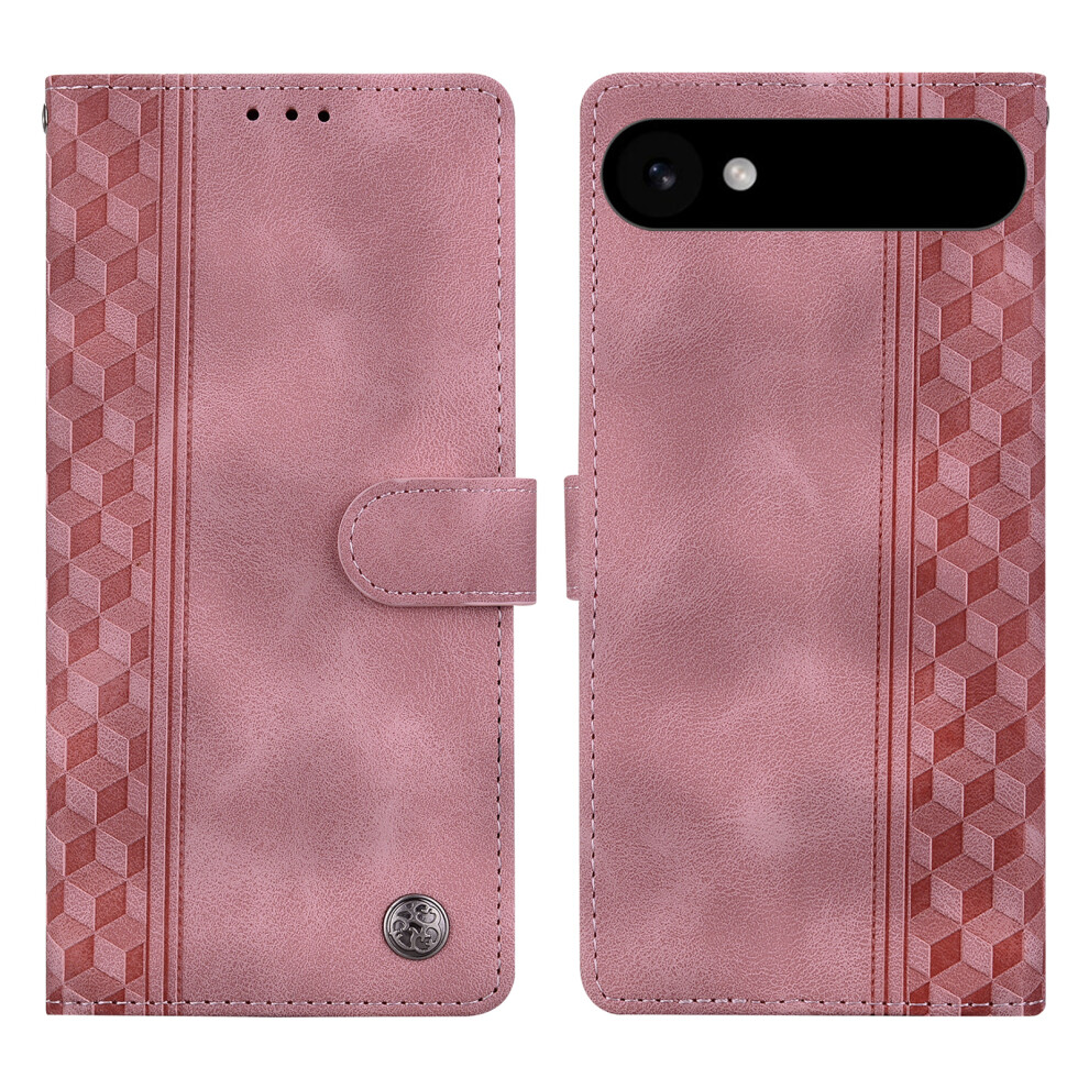 (Iphone Air, ) For Iphone Air Leather Case Imprinted Checkered Pattern Wallet Stand Flip Phone Cover Pink 6914286605696
