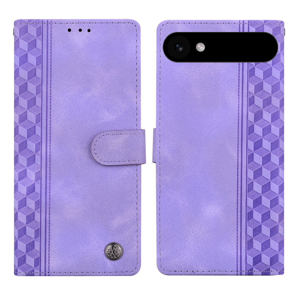 (Iphone Air, ) For Iphone Air Leather Case Imprinted Checkered Pattern Wallet Stand Flip Phone Cover Purple 6914280426532