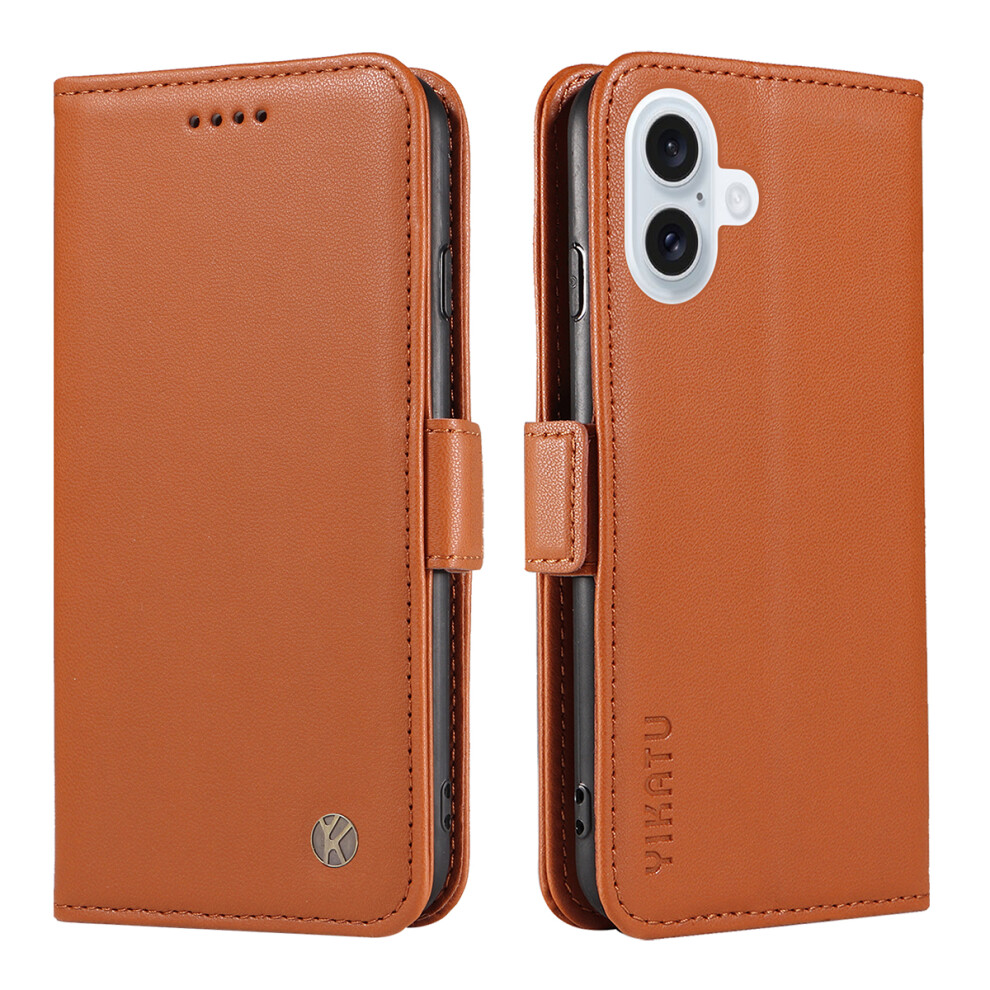 (Iphone 17, ) For Iphone 17 Wallet Phone Case Yikatu Yk-003 Leather Stand Cover Brown 6914283552993