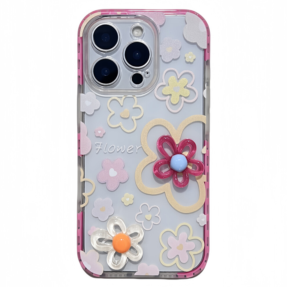 (Iphone 16 Pro Max, Rose) For Iphone 16 Pro Max Case Grid Frame 3D Flower Design Tpu Phone Cover 6914282957959