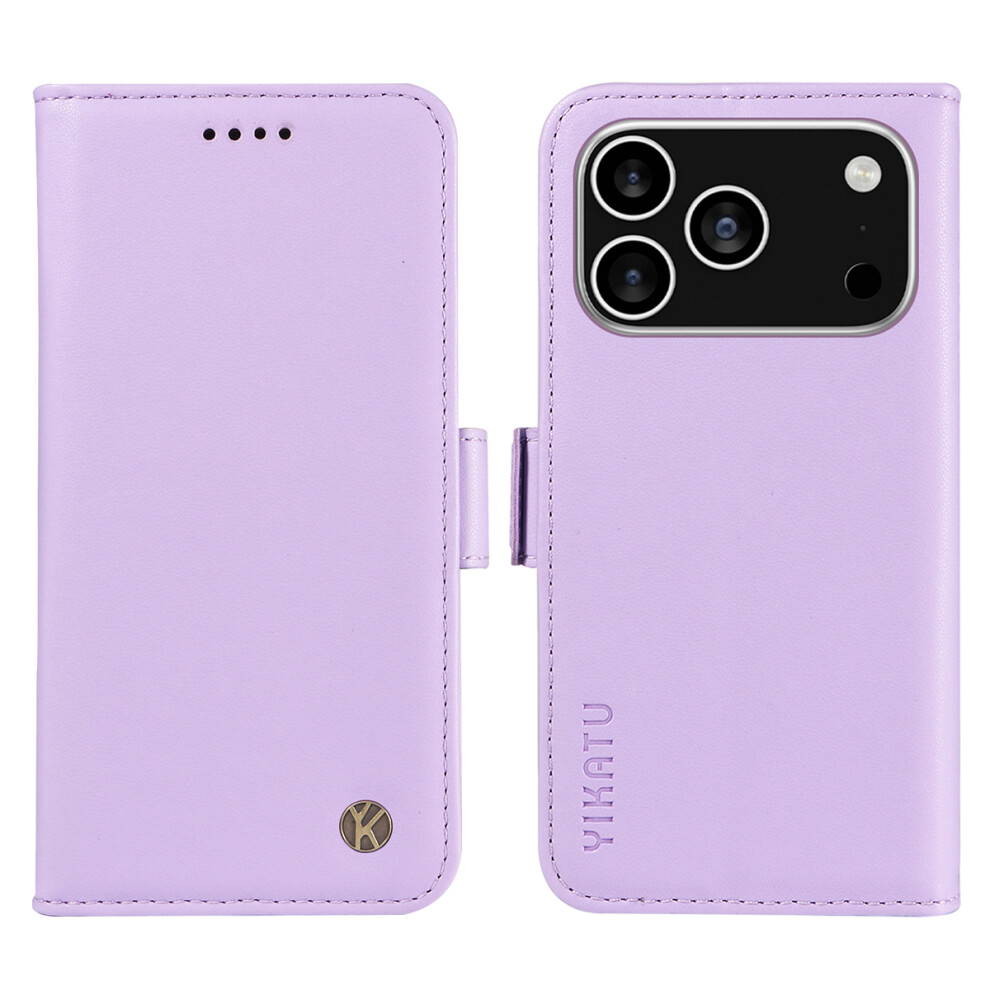 (Iphone 17 Pro, Light ) For Iphone 17 Pro Wallet Phone Case Yikatu Yk-003 Leather Stand Cover Purple 6914286173393