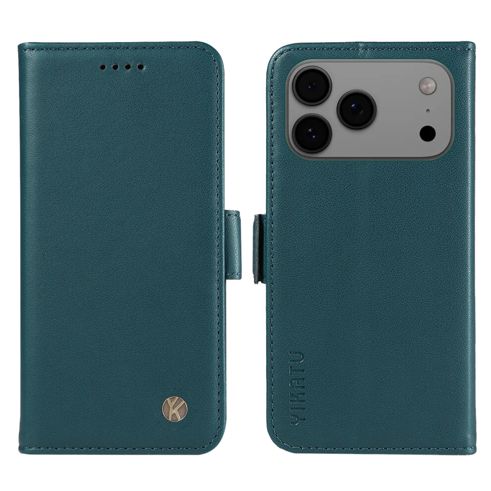 (Iphone 17 Pro Max, ) For Iphone 17 Pro Max Wallet Phone Case Yikatu Yk-003 Leather Stand Cover Green 6914281807484