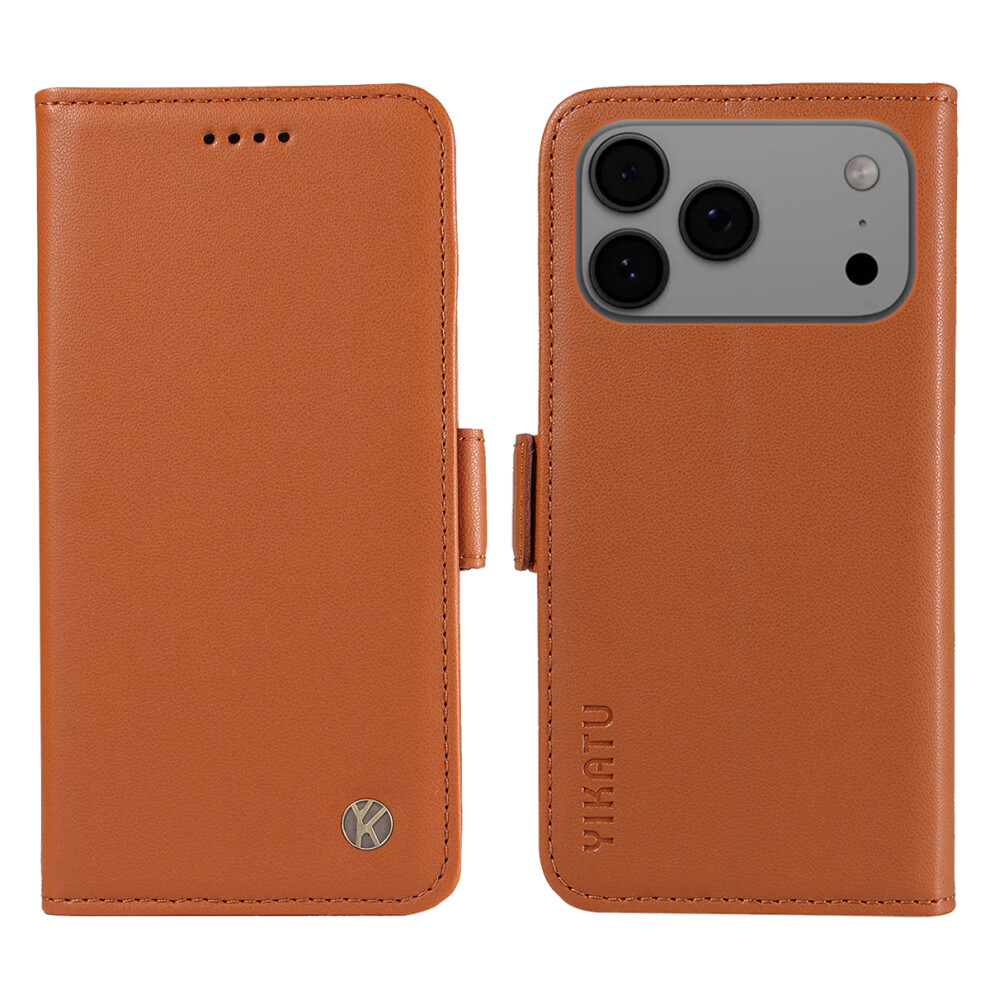(Iphone 17 Pro Max, ) For Iphone 17 Pro Max Wallet Phone Case Yikatu Yk-003 Leather Stand Cover Brown 6914286413376